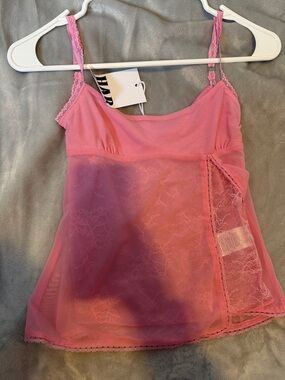 PacSun Pink Lace Sheer Tank Top